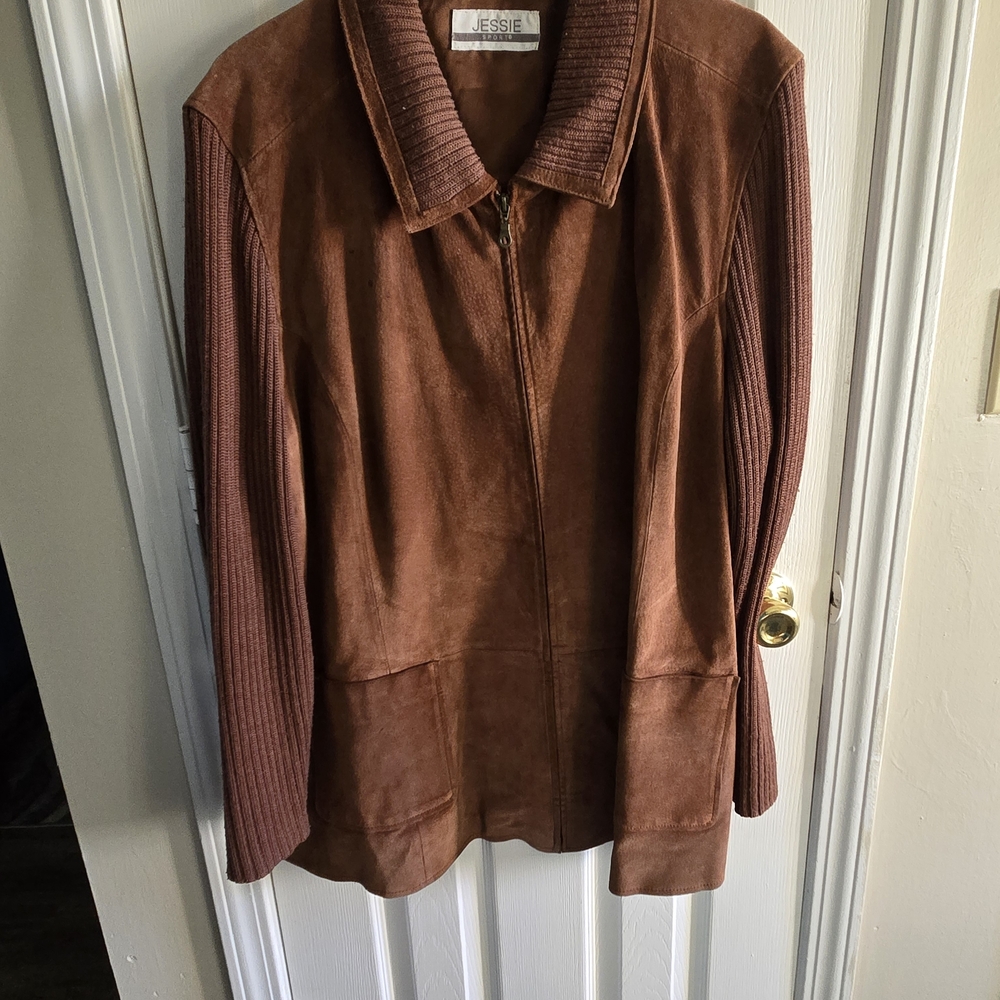 Deep Rust Suede And Sweater Women's Jacket Size 24